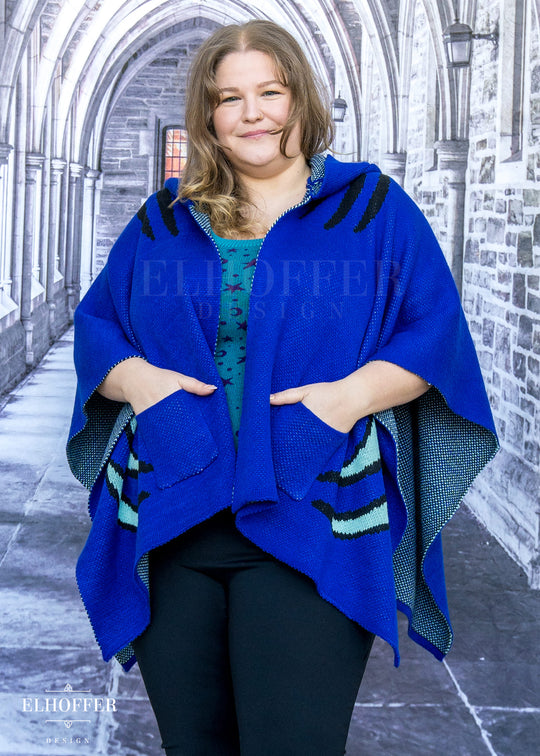 PREORDER - Blue Tiger Hooded Poncho