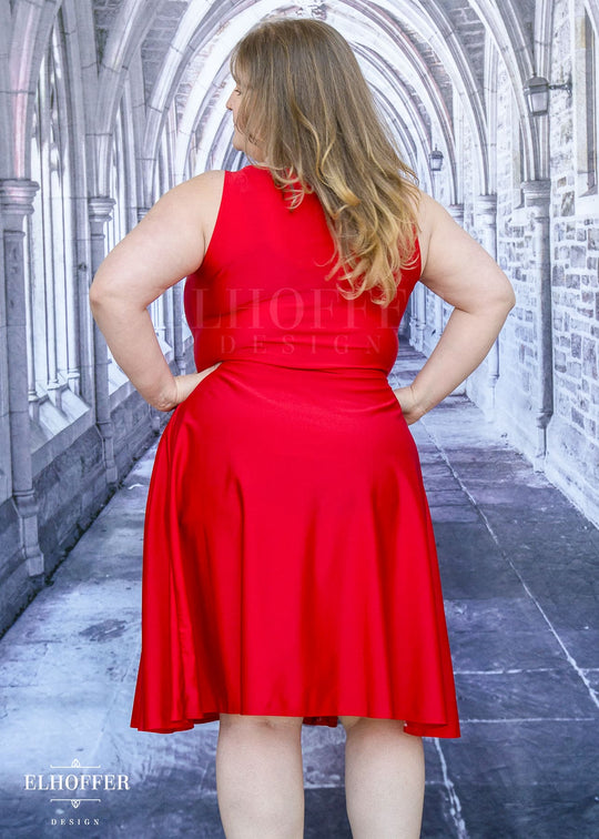 Essential Aquarius Knee Length Dress - Shiny Cherry Red