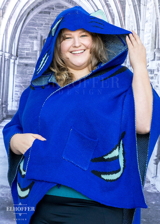PREORDER - Blue Tiger Hooded Poncho