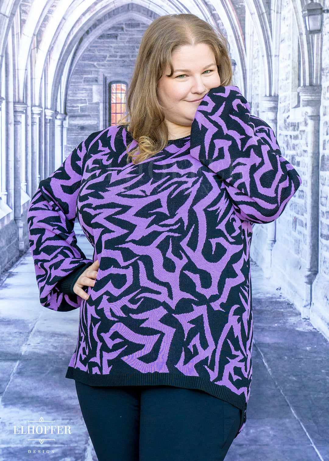 Demon Scars Oversize Sweater - Weightless Wisteria