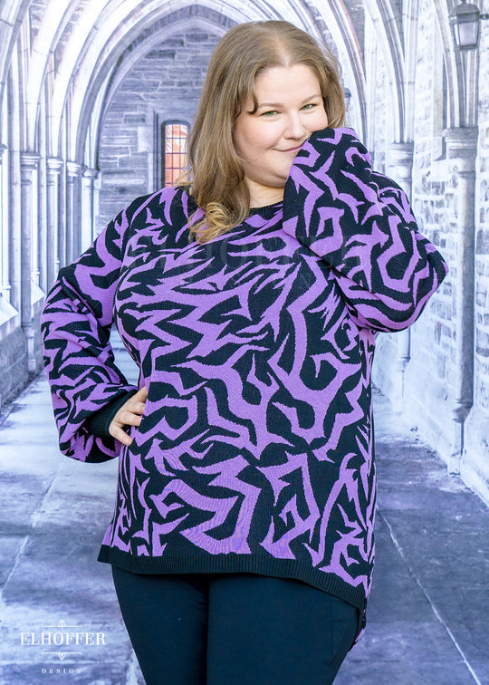 Demon Scars Oversize Sweater - Weightless Wisteria