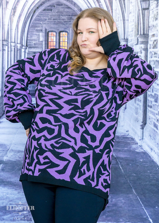 Demon Scars Oversize Sweater - Weightless Wisteria