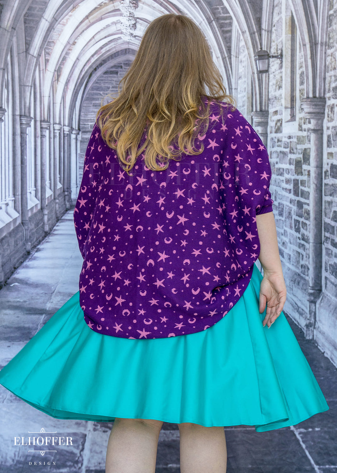 Essential Starry Witch Dolman - Sinister Purple with Pink Stars