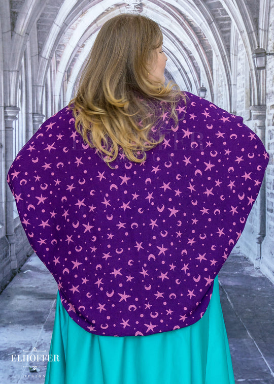 Essential Starry Witch Dolman - Sinister Purple with Pink Stars