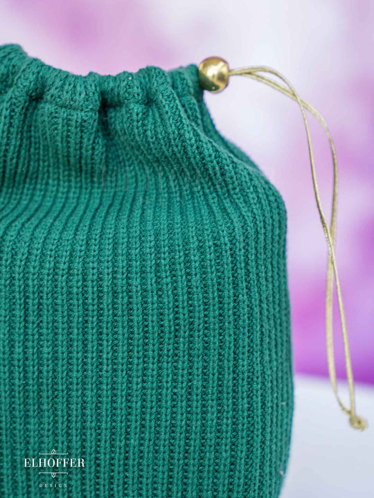 Knit Drawstring Satchel - Sacred Princess Green