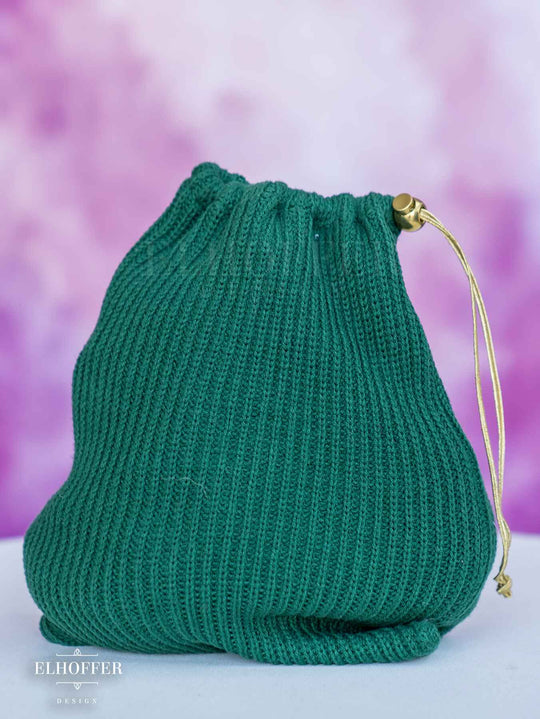 Knit Drawstring Satchel - Sacred Princess Green