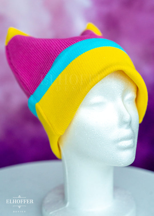 Pan Pride Ribbed Cat Ear Beanie