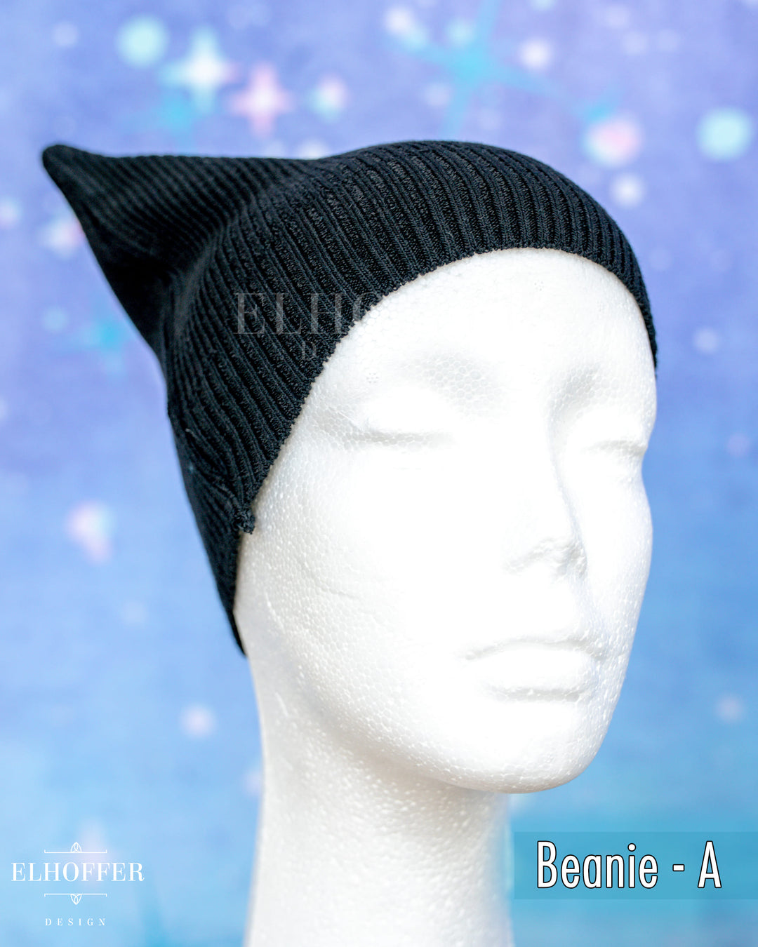 Handmade Black Ribbed Cat Ear Knit Beanie - Assorted Styles
