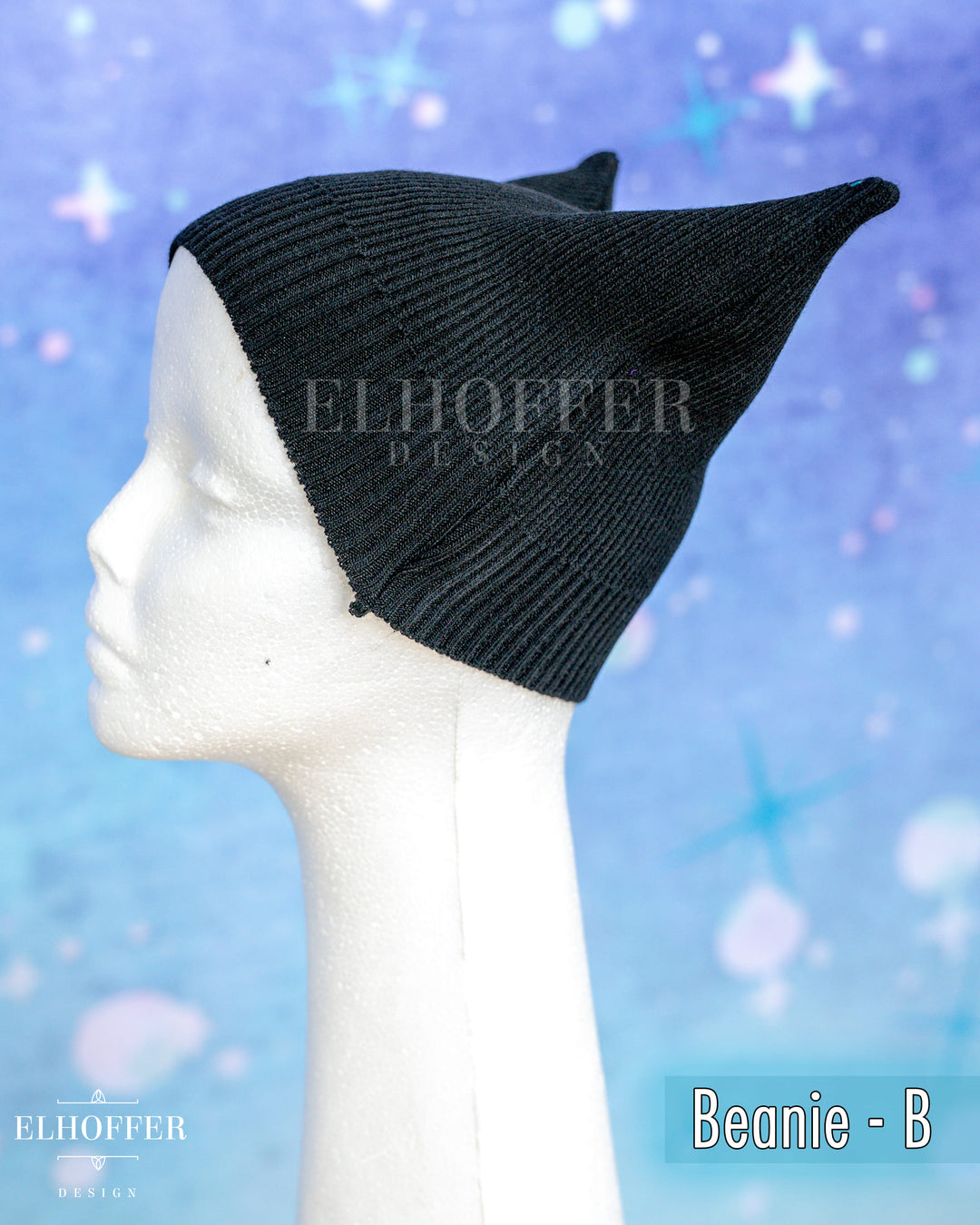 Handmade Black Ribbed Cat Ear Knit Beanie - Assorted Styles