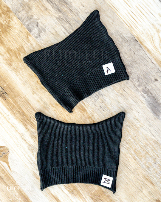 Handmade Black Ribbed Cat Ear Knit Beanie - Assorted Styles