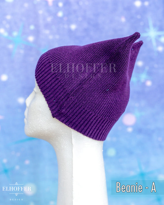 Handmade Purple Ribbed Cat Ear Knit Beanie - Assorted Styles