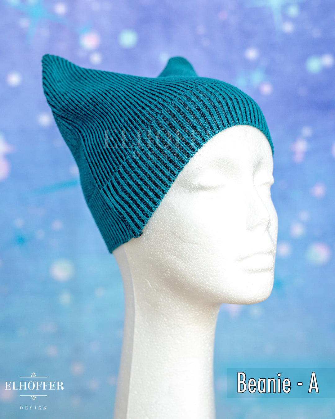 Handmade Teal Ribbed Cat Ear Knit Beanie - Assorted Styles
