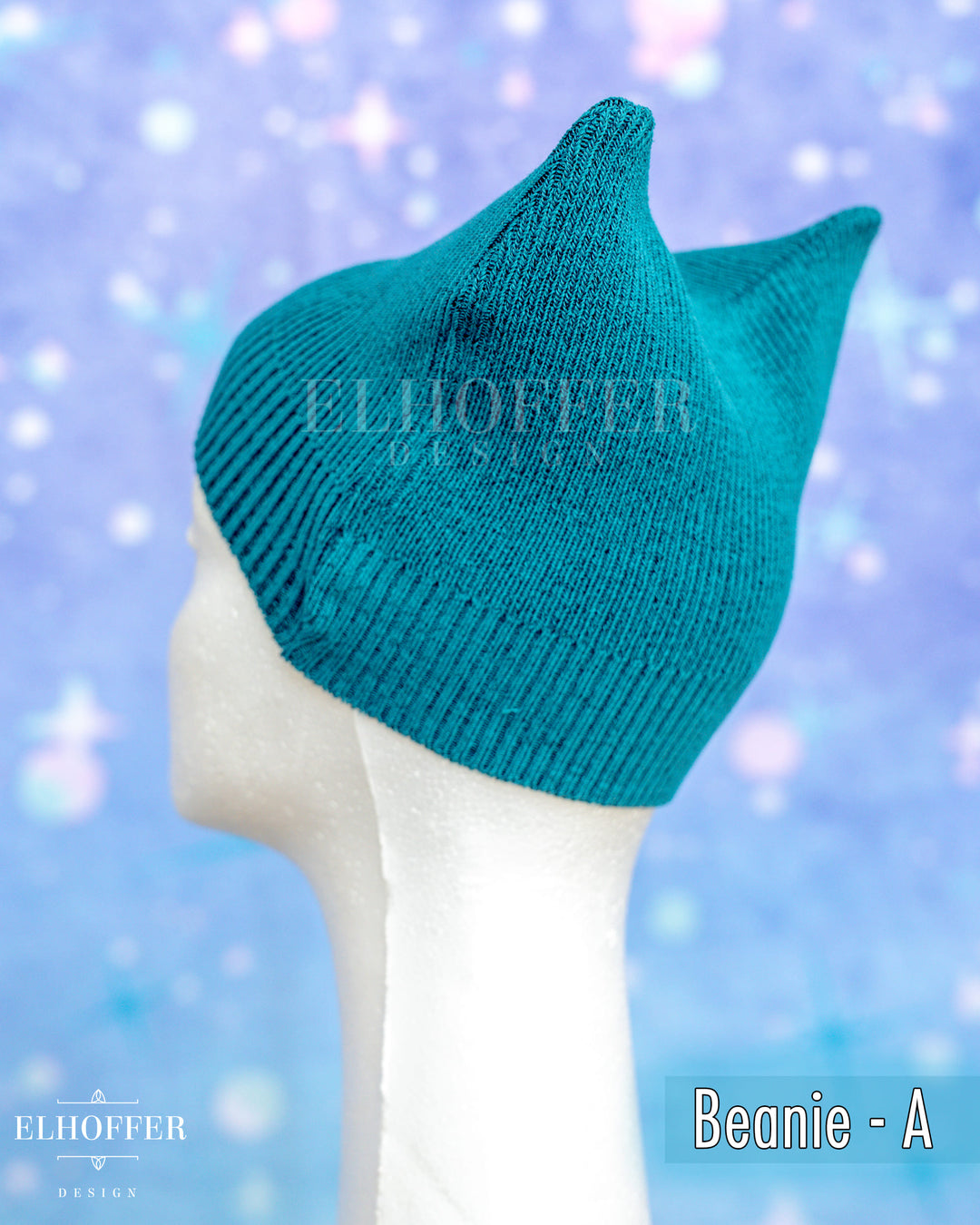 Handmade Teal Ribbed Cat Ear Knit Beanie - Assorted Styles