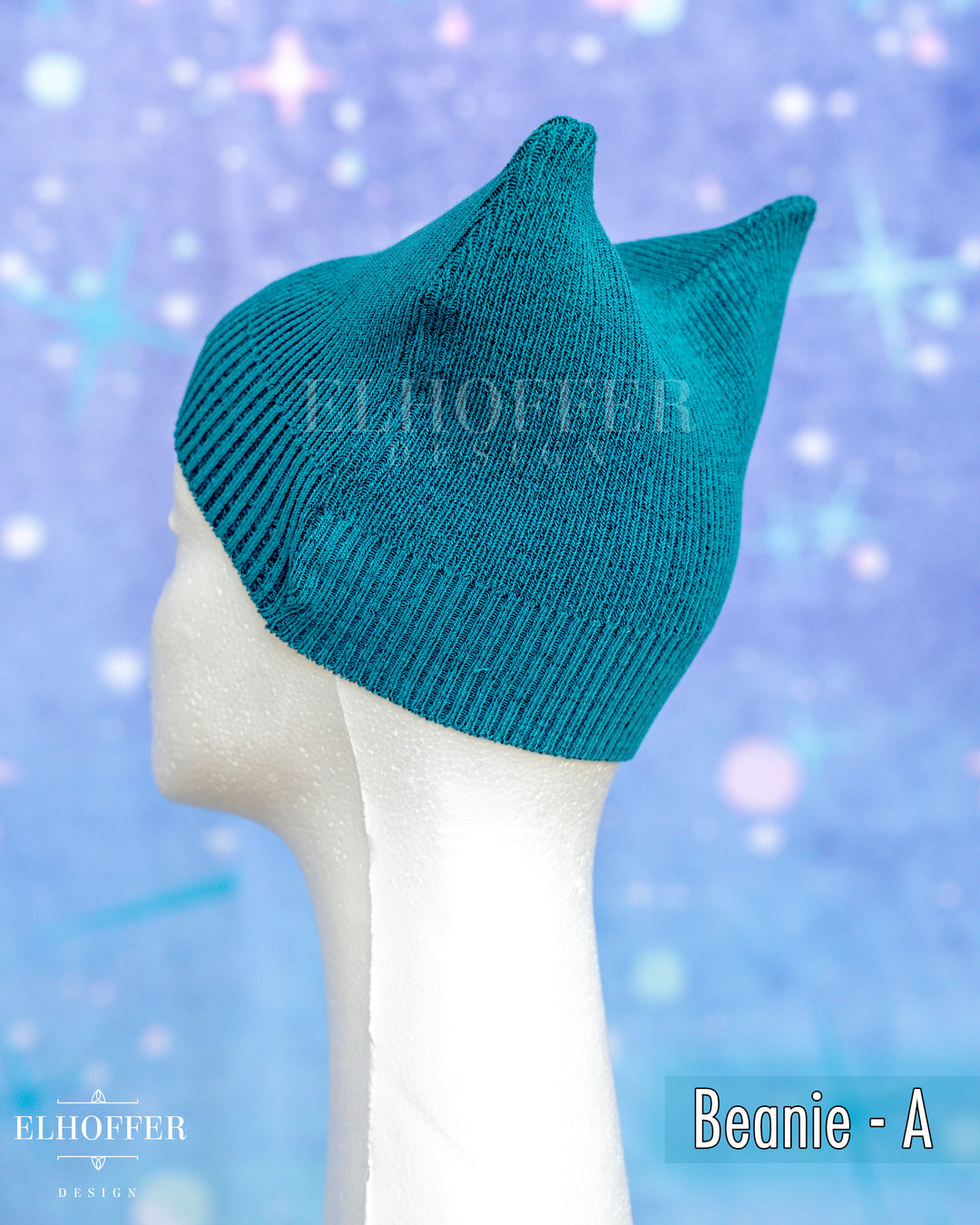 Handmade Teal Ribbed Cat Ear Knit Beanie - Assorted Styles