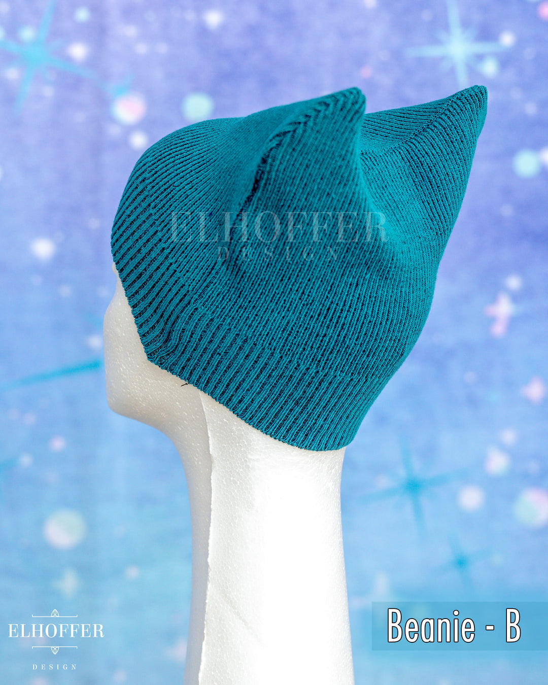 Handmade Teal Ribbed Cat Ear Knit Beanie - Assorted Styles