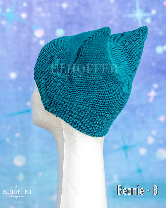 Handmade Teal Ribbed Cat Ear Knit Beanie - Assorted Styles