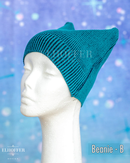 Handmade Teal Ribbed Cat Ear Knit Beanie - Assorted Styles
