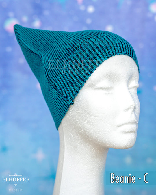Handmade Teal Ribbed Cat Ear Knit Beanie - Assorted Styles