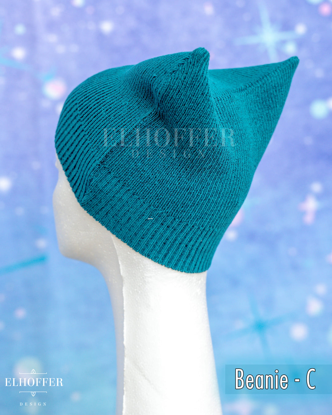 Handmade Teal Ribbed Cat Ear Knit Beanie - Assorted Styles