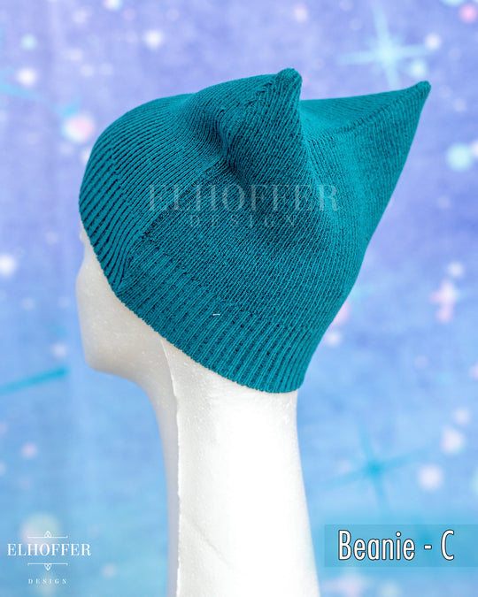 Handmade Teal Ribbed Cat Ear Knit Beanie - Assorted Styles