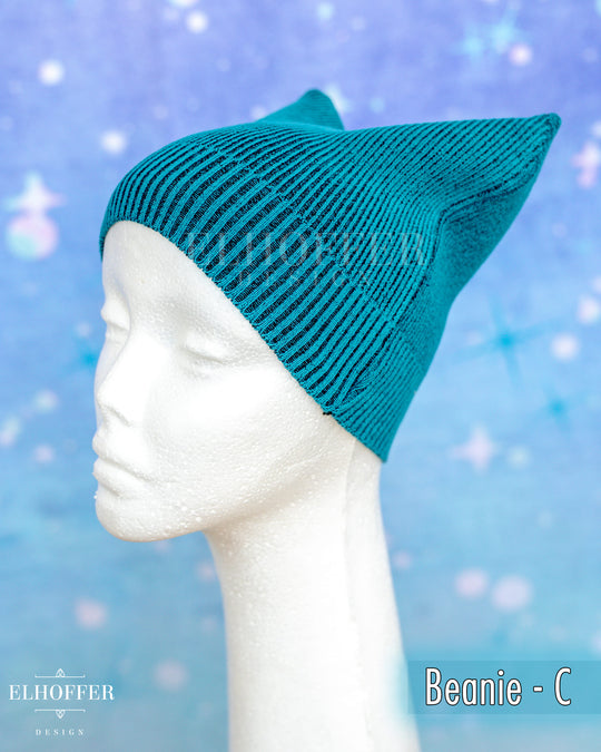 Handmade Teal Ribbed Cat Ear Knit Beanie - Assorted Styles