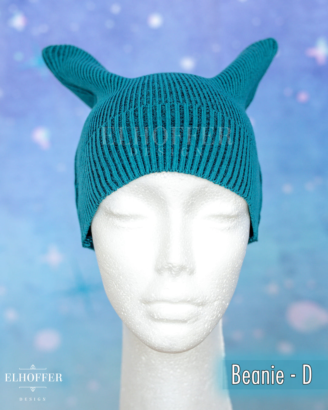 Handmade Teal Ribbed Cat Ear Knit Beanie - Assorted Styles