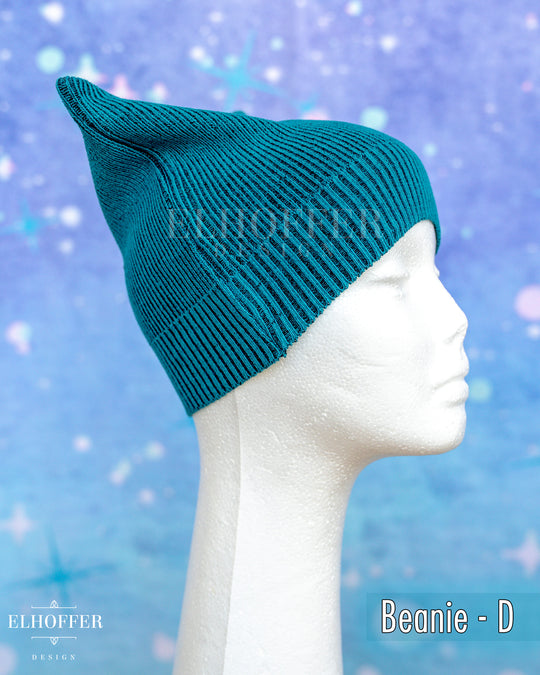 Handmade Teal Ribbed Cat Ear Knit Beanie - Assorted Styles
