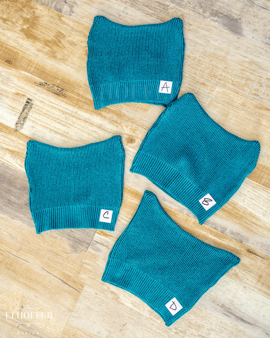 Handmade Teal Ribbed Cat Ear Knit Beanie - Assorted Styles