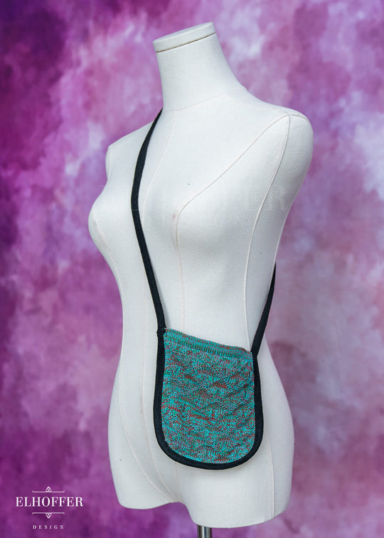 Knit Cross-Body Pouchette - Showgirl Green & Orange