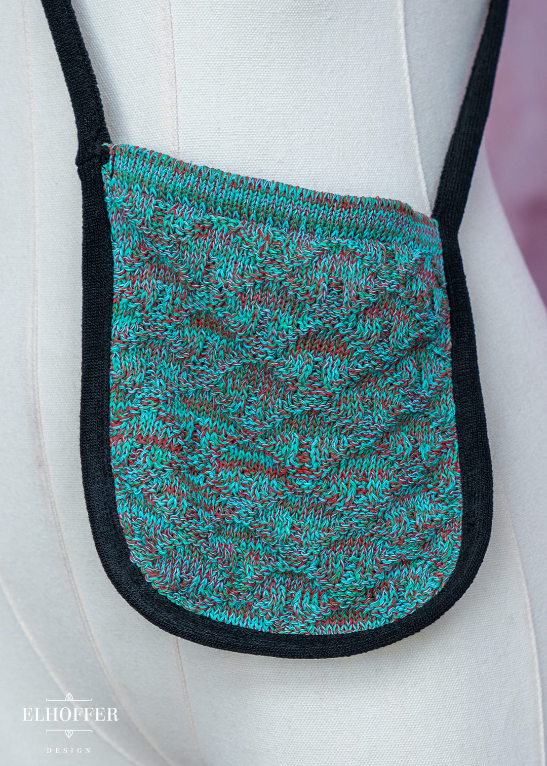 Knit Cross-Body Pouchette - Showgirl Green & Orange