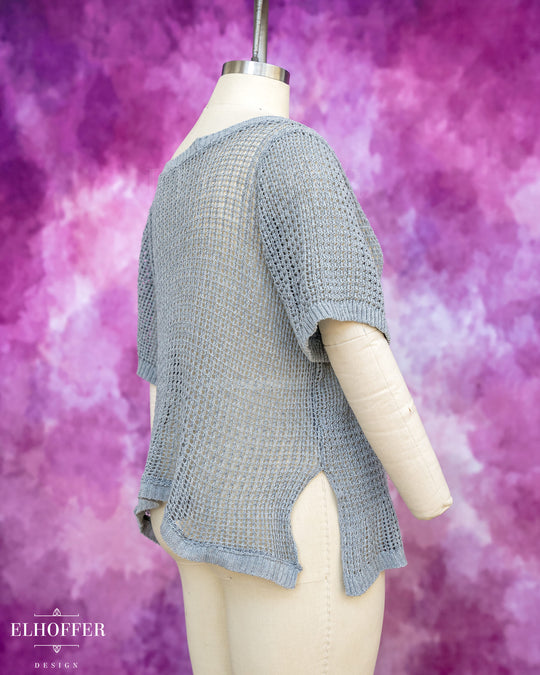 Handmade Chainmail Tunic Top - Light Grey Knit