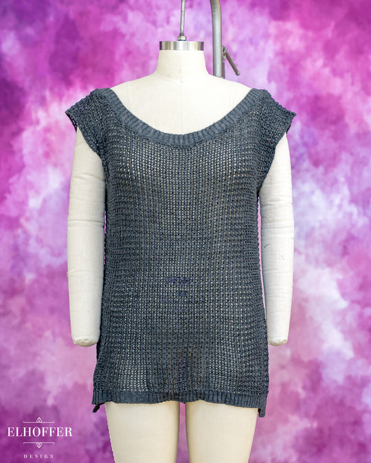 Handmade Chainmail Tunic Top - Charcoal Knit