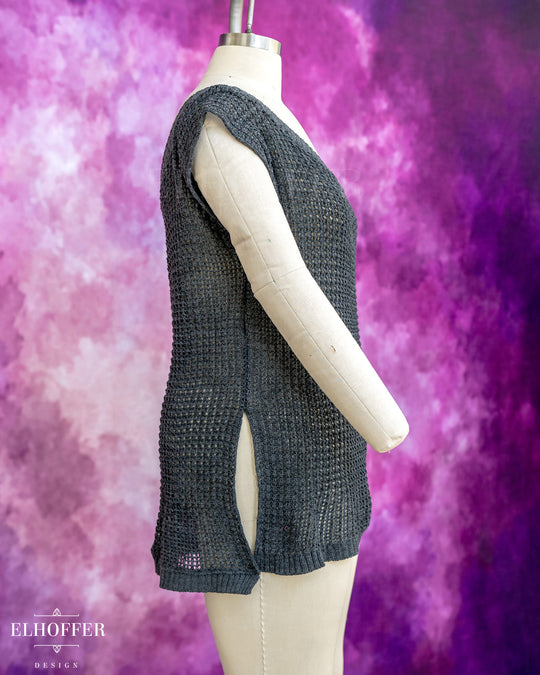 Handmade Chainmail Tunic Top - Charcoal Knit