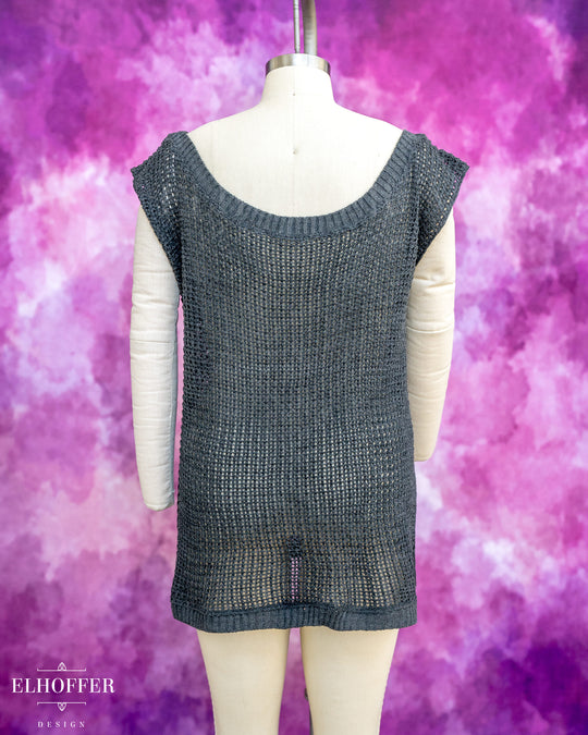 Handmade Chainmail Tunic Top - Charcoal Knit