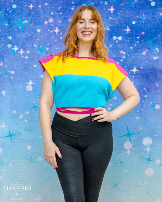 Handmade Boatneck Wrap Top - Pan Pride Knit