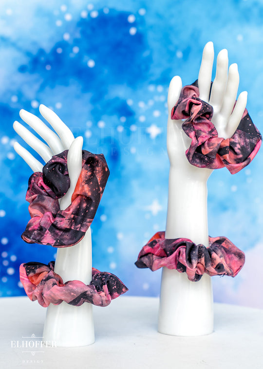 Black/Pink Geometric Space Scrunchie
