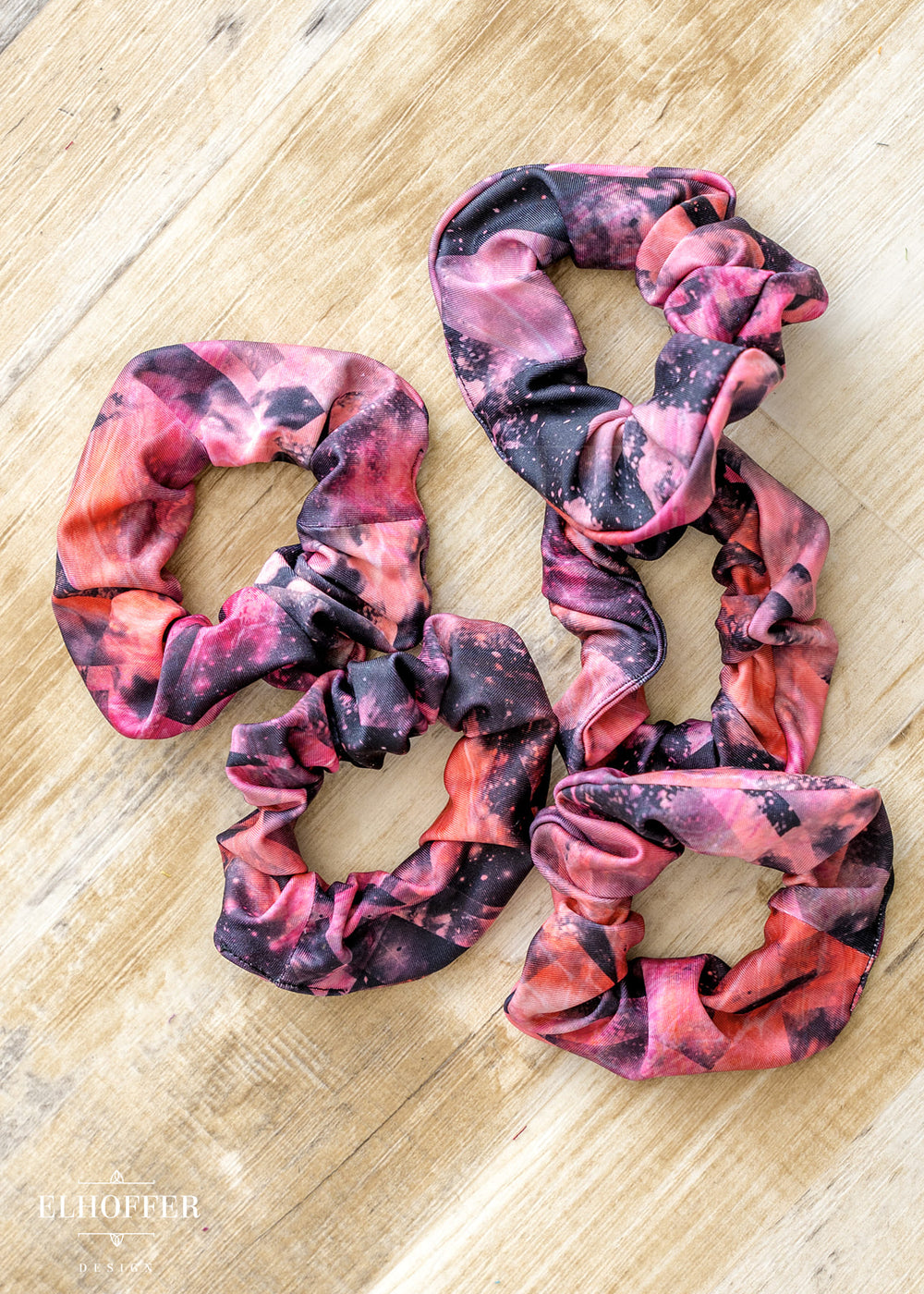 Black/Pink Geometric Space Scrunchie