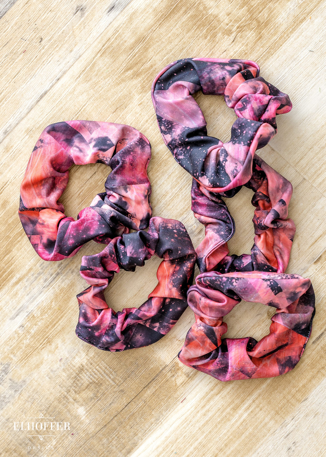 Black/Pink Geometric Space Scrunchie