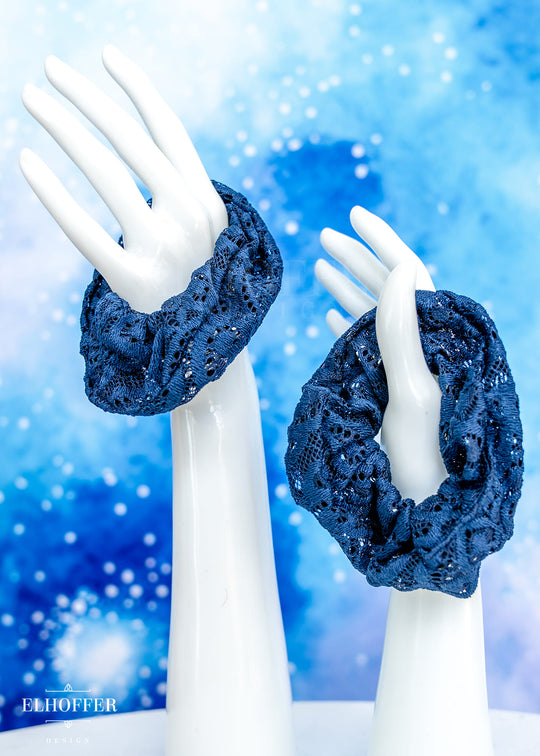 Navy Lace Scrunchie