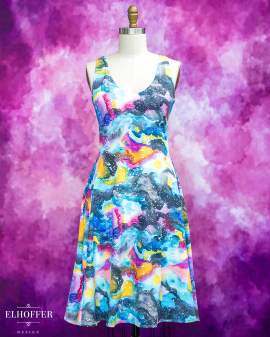 Essential Aquarius Knee Length Dress - Rainbow Nebula