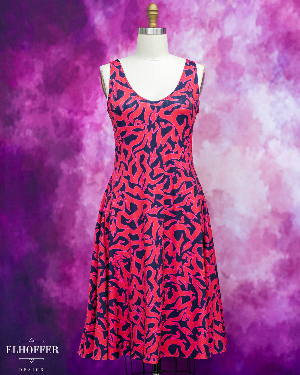 Essential Aquarius Knee Length Dress - Red Demon Scars