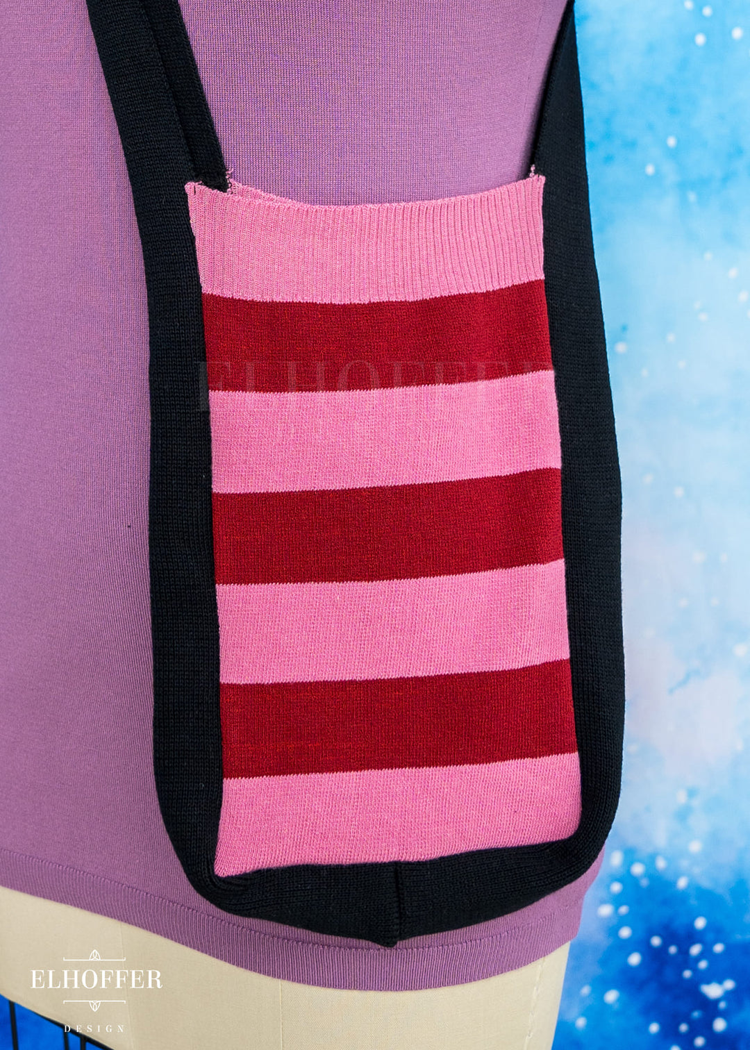 Knit Cross-Body Satchel - Crimson & Pink Stripes