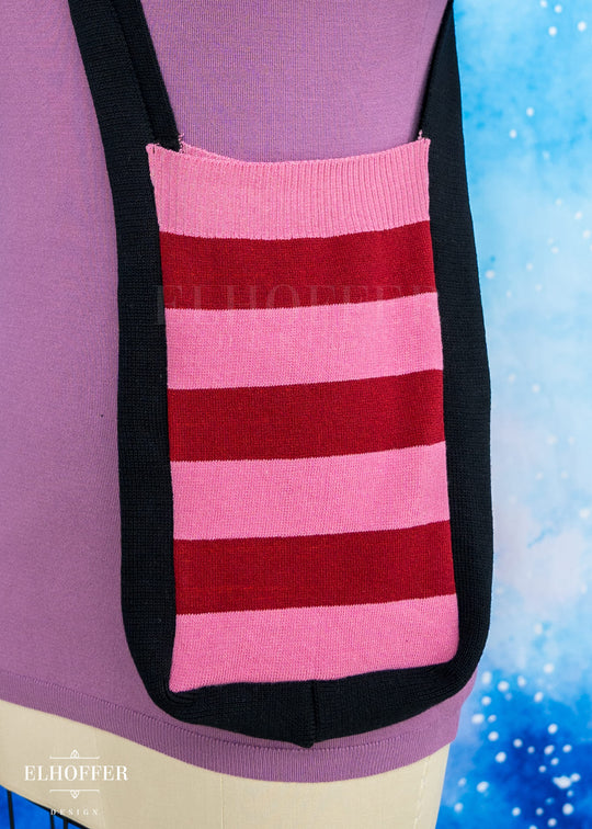 Knit Cross-Body Satchel - Crimson & Pink Stripes