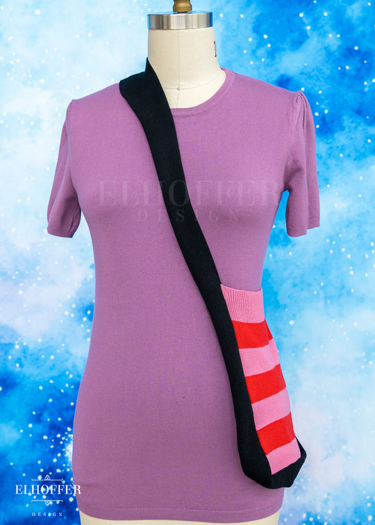 Knit Cross-Body Satchel - Valentine Stripes