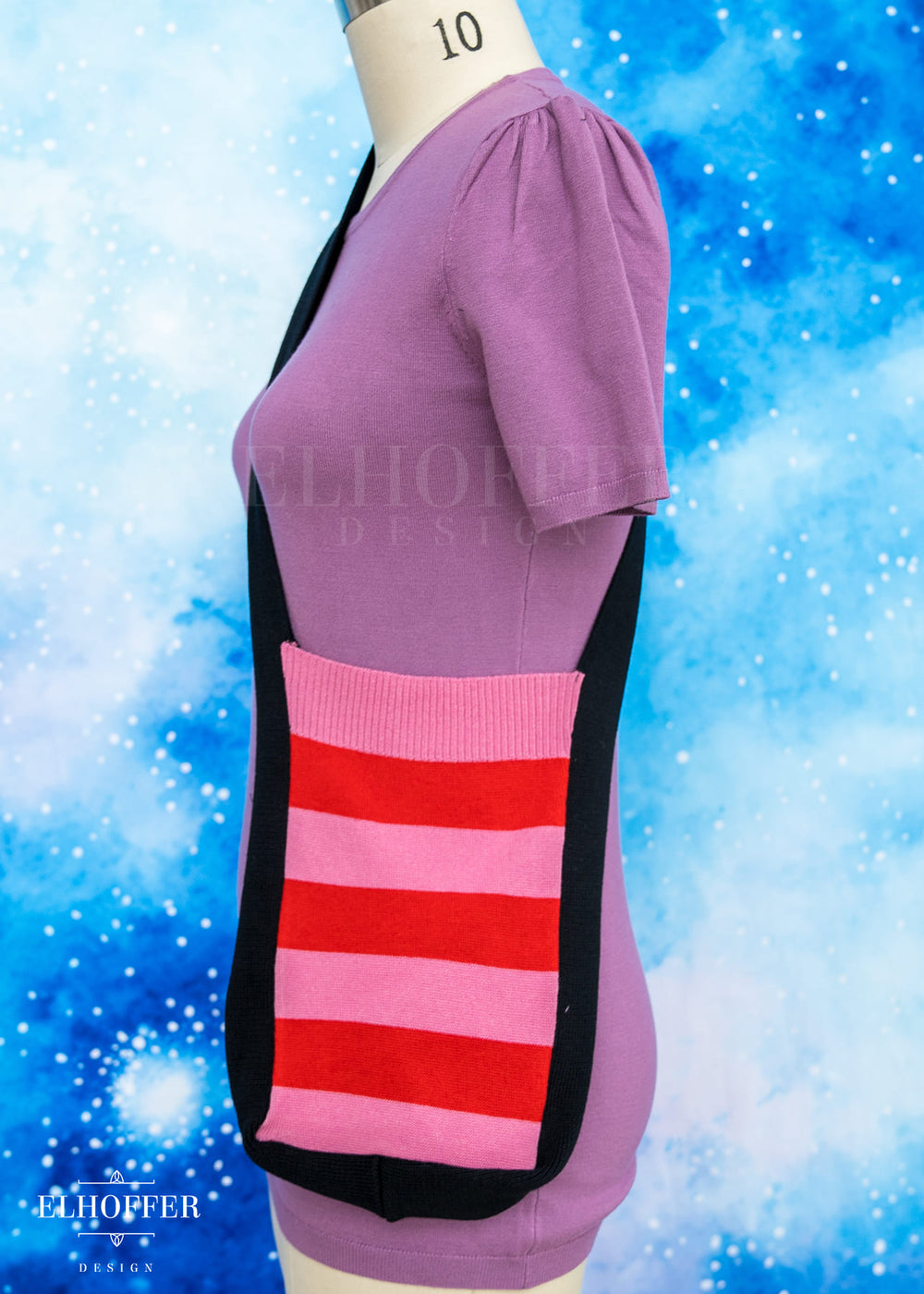 Knit Cross-Body Satchel - Valentine Stripes