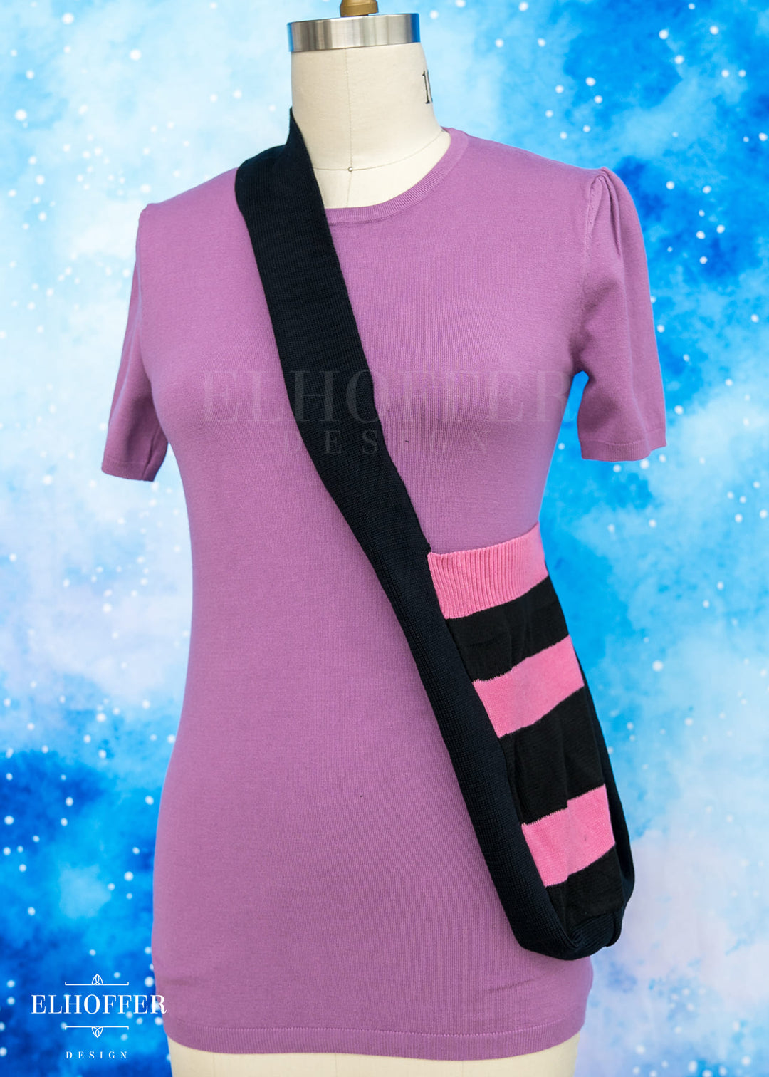 Knit Cross-Body Satchel - Emo Valentine Stripes