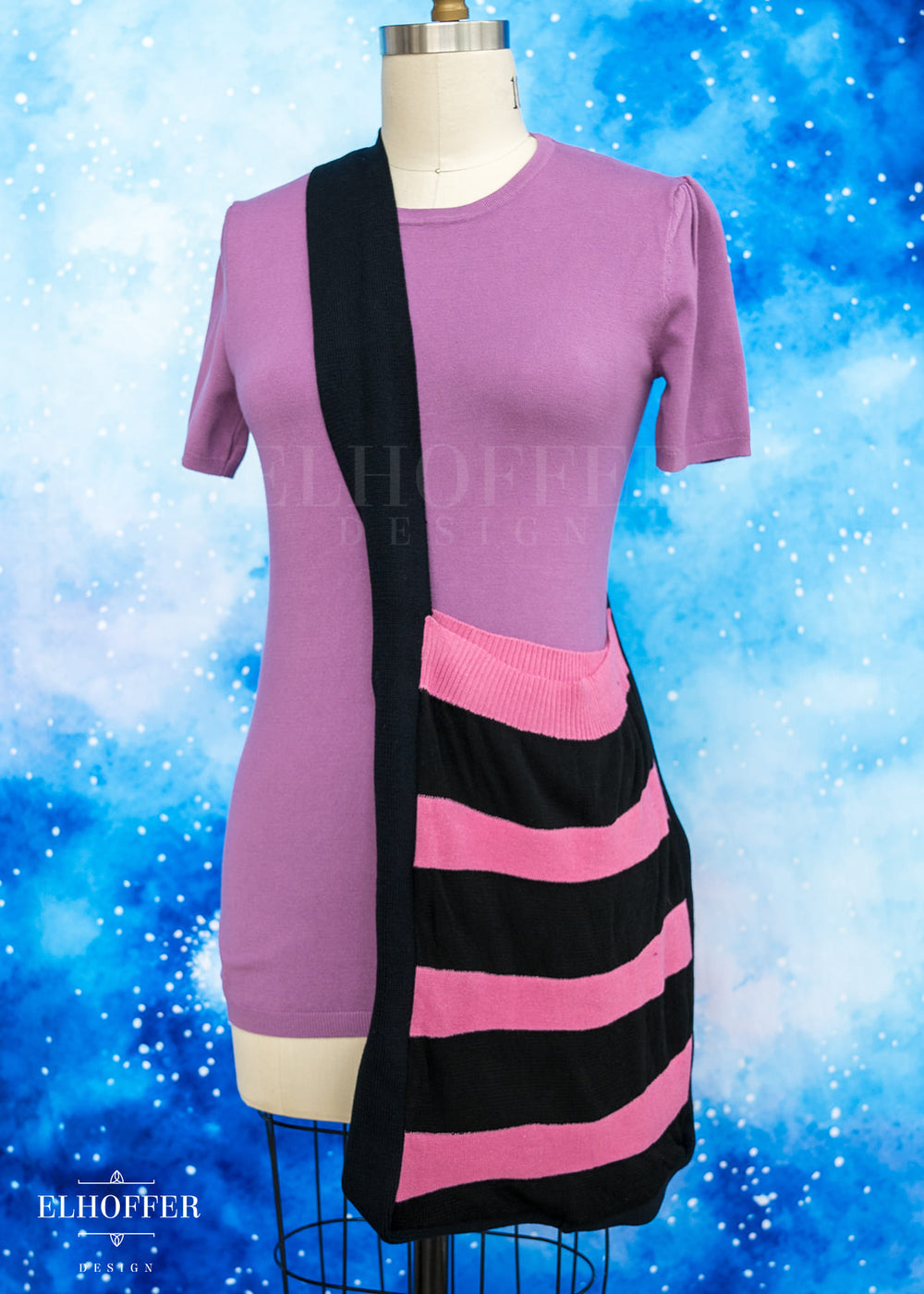 Knit Cross-Body Satchel - Emo Valentine Stripes