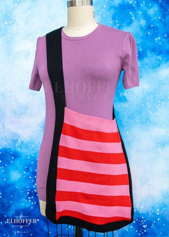 Knit Cross-Body Satchel - Valentine Stripes