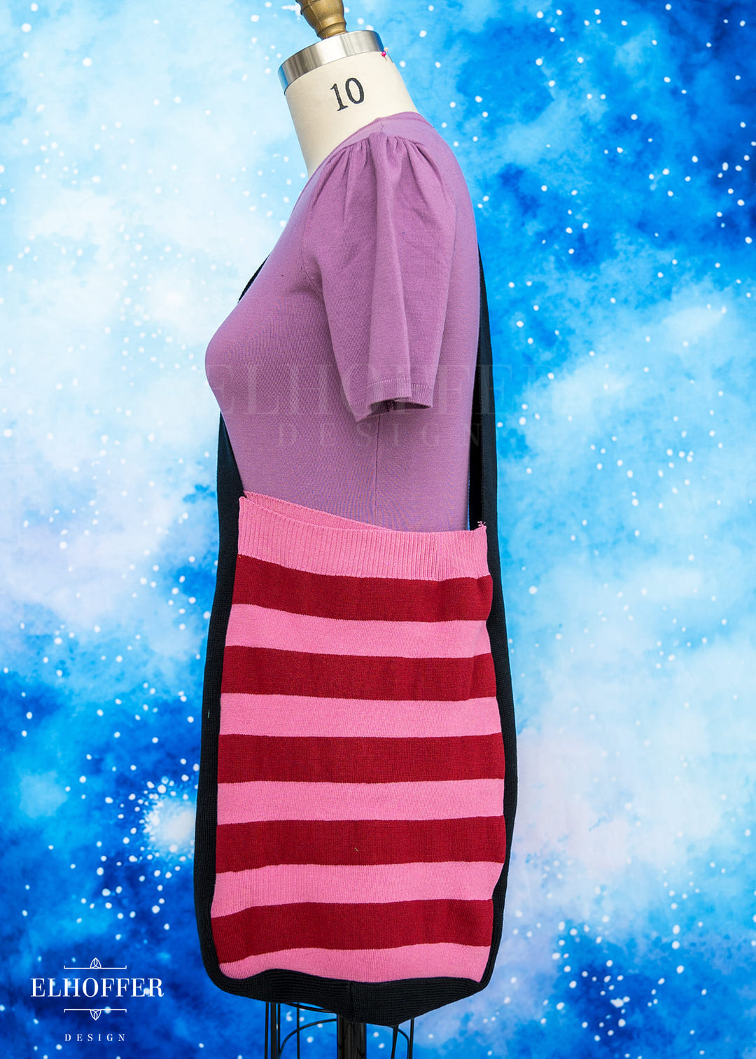 Knit Cross-Body Satchel - Crimson & Pink Stripes