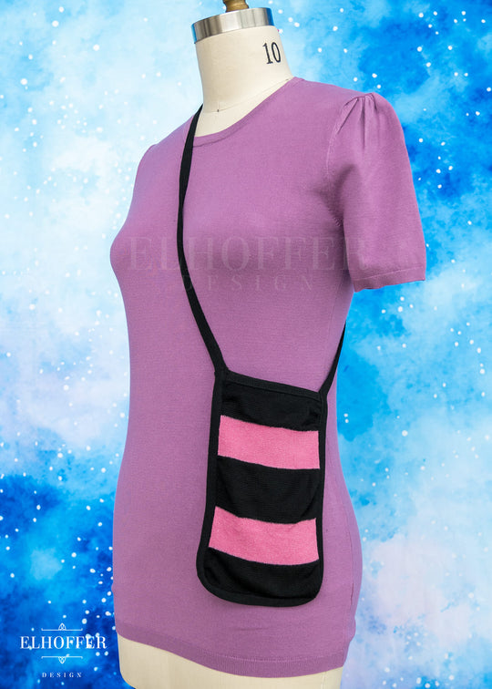 Knit Cross-Body Pouchette - Emo Valentine Stripes